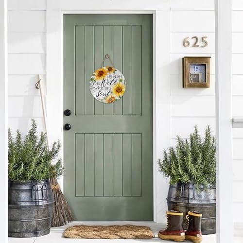 Bolisom Rustic Sunflower Door Sign | Inspirational Home Decor 12"