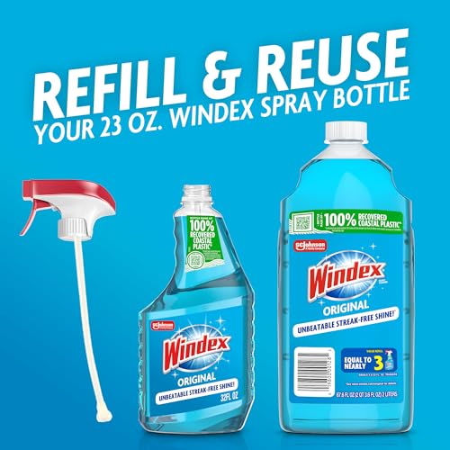 Windex Original Blue Glass Cleaner Refill - 2L Eco-Friendly Bottle