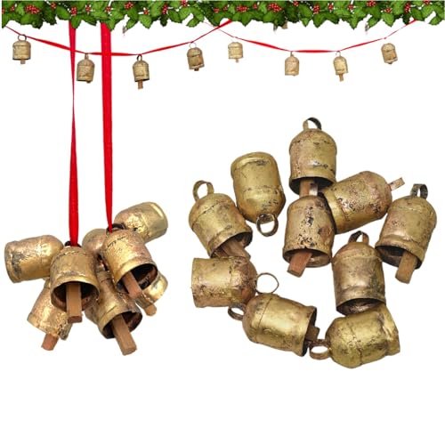 Rustic Cow Bell Set - Handmade Shabby Chic Hanging Bells for Crafts & Decor