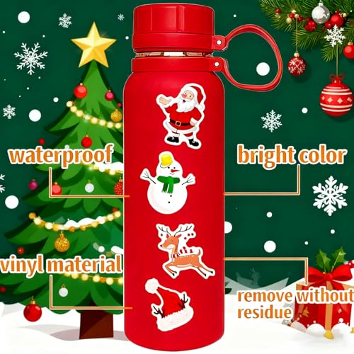 100-Piece Christmas Stickers - Waterproof Cute Holiday Designs