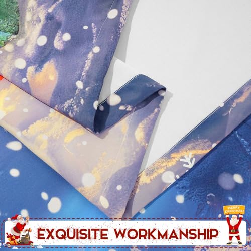 High Precision Blue Christmas Window Curtains 52x63 Inches - Pack of 2