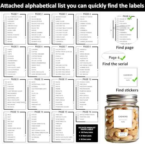 300pcs Pantry Labels - Minimalist Waterproof Food Storage Stickers