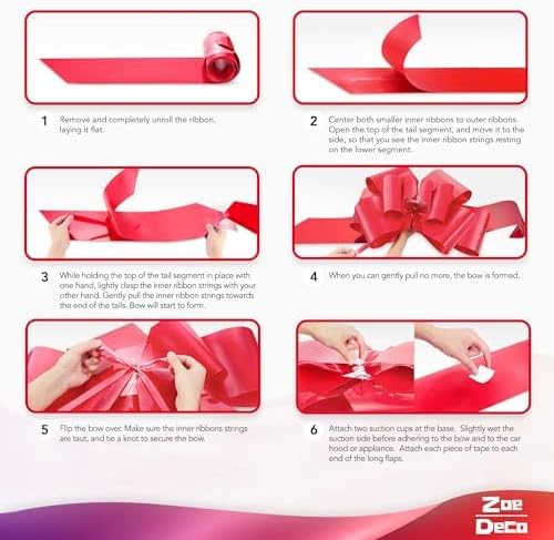 Zoe Deco - Giant Red Car Bow - 23 Inch | Perfect for Birthdays, Weddings, and Surprise Parties