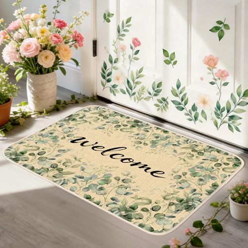 MATIRUG Floral Welcome Mat - Non-Slip, Machine Washable, 16"x24"