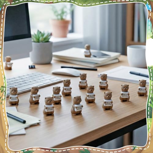 25 Mini Sea Otter Figurines - Cute Otter Statues for Creative Fun