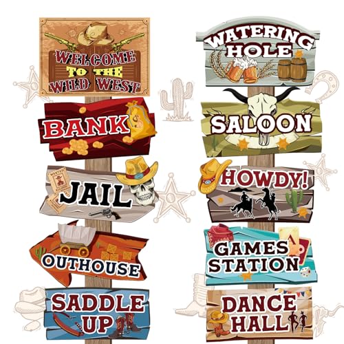 20 Western Party Decorations - Cowboy Theme Signs for Birthday