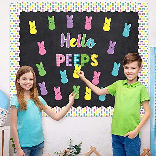 Easter Hello Peeps Cutouts Set - 108 Colorful Bunny Decorations