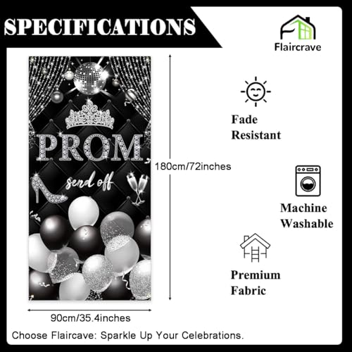 Class of 2025 Graduation Backdrop Banner 71x35 Black Silver Sign Decor