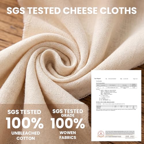 Reusable Cheese Cloths - 6 Pcs Unbleached Cotton Strainers, 18x18 Inch