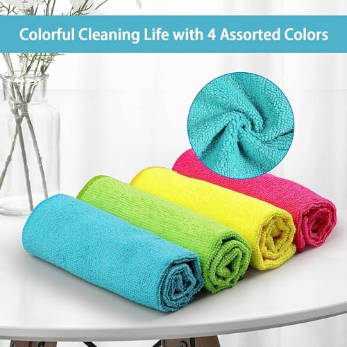 HOMEXCEL 12PK Multicolor Microfiber Cleaning Cloths, 11.5x11.5in