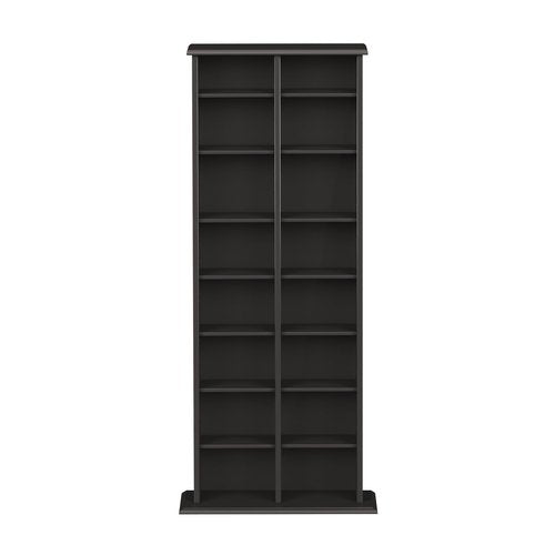 Prepac 2 Column Tall Cabinet Media, Double Multimedia Storage Tower, Black