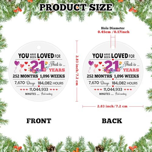 21st Birthday Gifts for Her - Elegant Ceramic Christmas Ornament