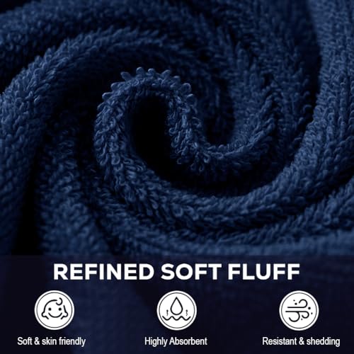 Utopia Towels 12-Pack Cotton Washcloth Set - Soft, Highly Absorbent, Navy