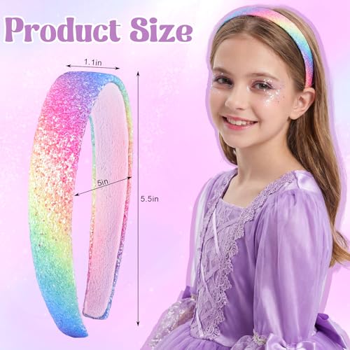 Needbrock 4 Pcs Glitter Sequin Headbands for Girls Rainbow Hair Accessories
