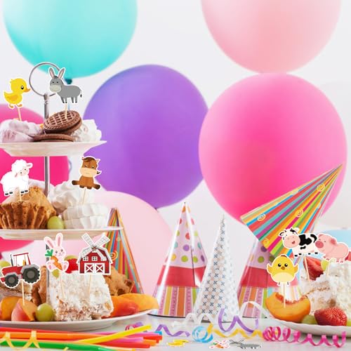 40 Farm Animal Cupcake Toppers for Barnyard Theme Parties