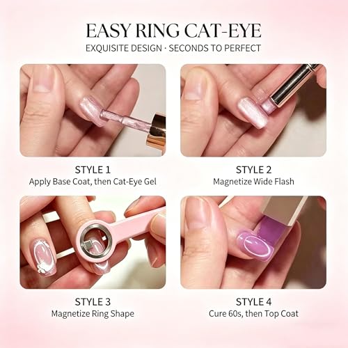 Cat Eye Nail Magnet Ring Set - 2PCS Hollow Circle Manicure Tools