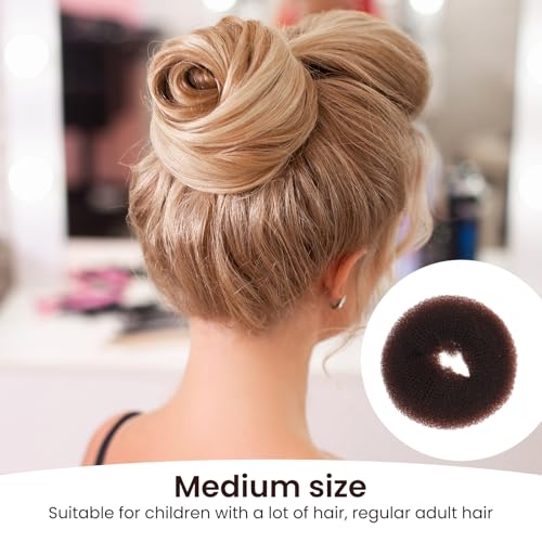 Shimmeroo 32-Piece Dark Brown Hair Bun Maker Set with 7 Donut Rings, Pins and Bands