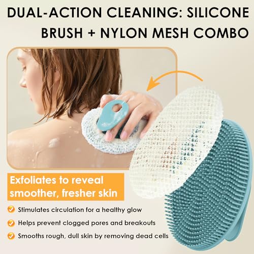 INNERNEED 2-in-1 African Exfoliating Net Sponge and Silicone Body Brush