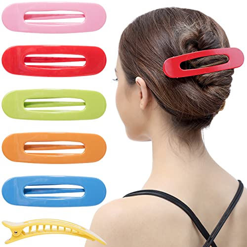 RC Roche Ornament Flat Claw Clips for Thick Hair, 6 Pack Large Rainbow
