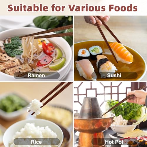 Antner 5 Pairs Reusable Hardwood Chopsticks - Minimalist Line Art Design