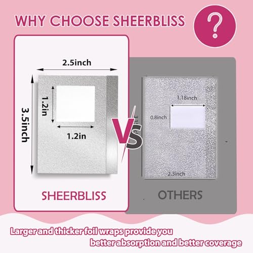 SHEERBLISS 100PCS Nail Foil Wraps for Soak Off Gel Polish Remover with Cuticle Pusher