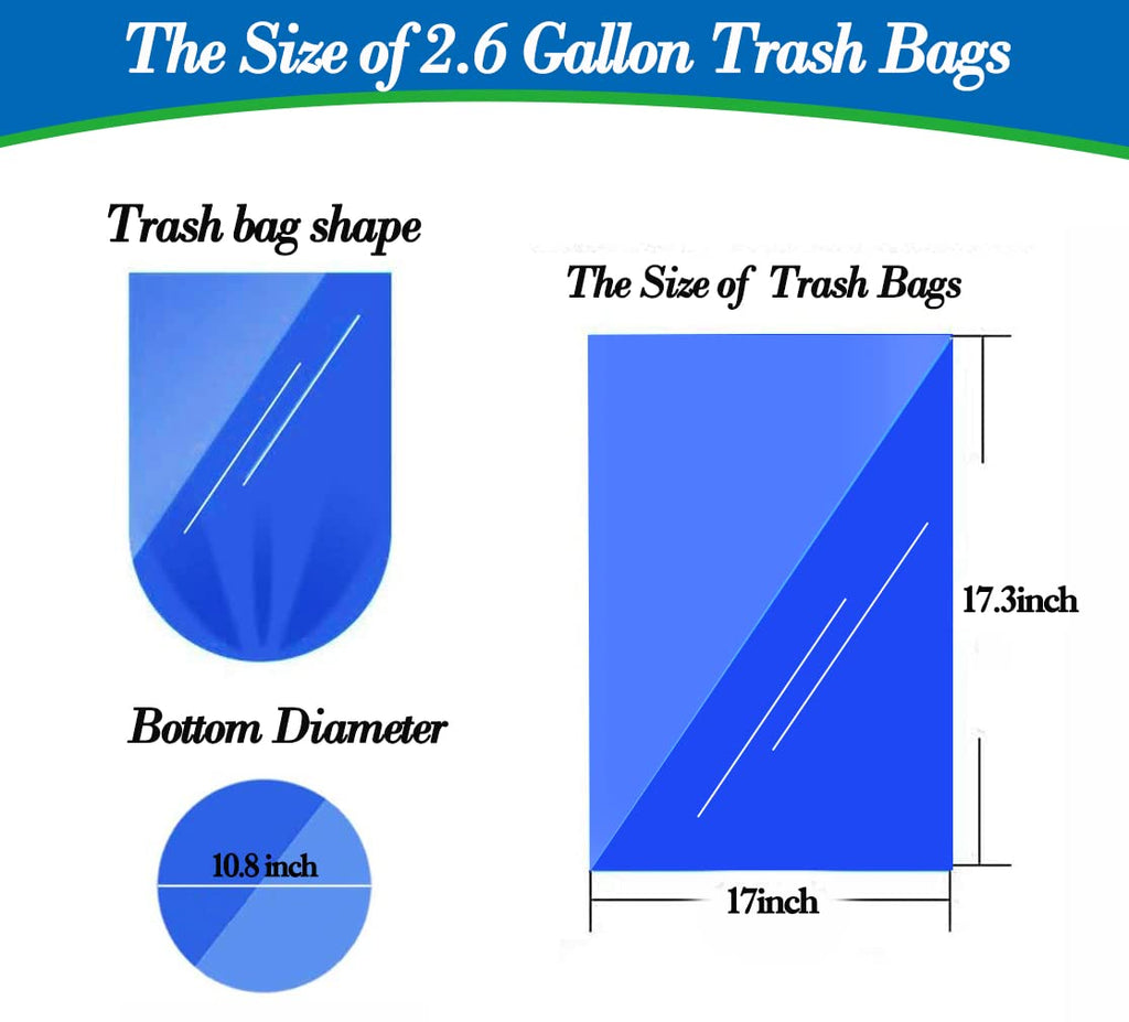 Hommaly 2.6 Gallon Grey Trash Bags, 300 Count, Waste Bag, Can Liners, Garbage Bags