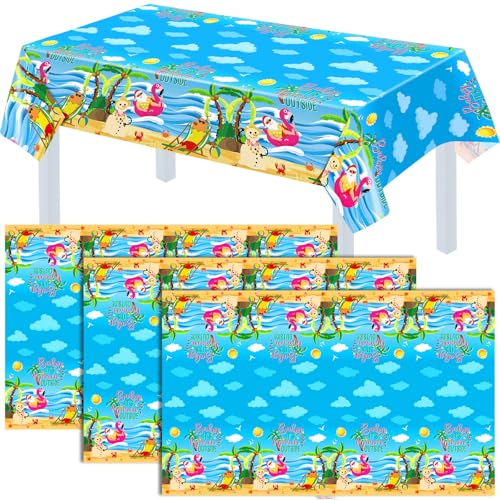 Christmas Tablecloth Set 3 Pcs Waterproof Holiday Party Decor, Beach Theme
