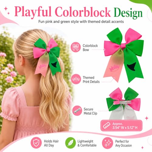Pink Satin Glitter Hair Bow Clips 3-Pack Long Tail Barrettes