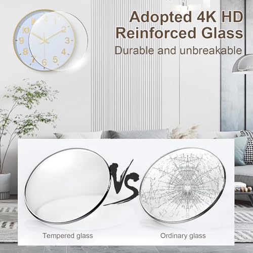 Modern Gold Wall Clock - 8 Inch Silent Battery Operated Decor