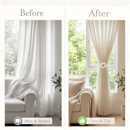 Cream Magnetic Curtain Tiebacks - 2 Pcs Boho Holdbacks