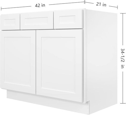 Furinno Shaker Bath Vanity Cabinet - 2-Drawer Design, Ready to Assemble, 21"D x 42"W x 34.5"H, White