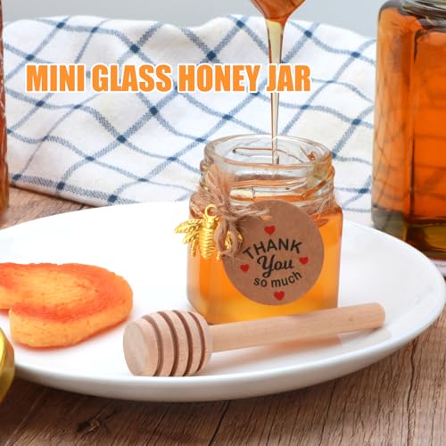XING-RUIYANG 8 Pack Mini Glass Honey Jars with Dippers & Gold Lids