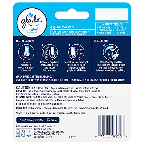 Glade PlugIns Aqua Waves Air Freshener Refills - 0.67 Fl Oz (Pack of 2)
