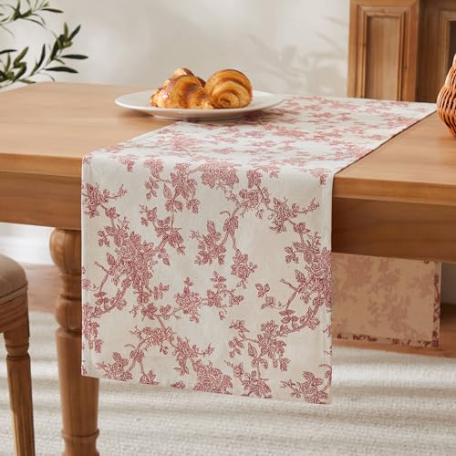 Farmhouse Table Runner 13x108 Inch Red - French Pastoral Style