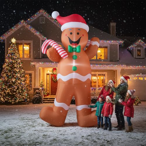 12FT Lighted Inflatable Gingerbread Man Christmas Yard Decor Outdoor Holiday Display
