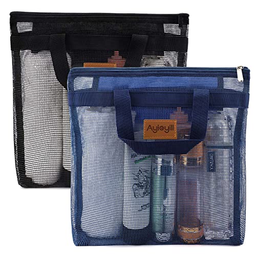 Hommtina Mesh Shower Caddy Bag, Quick-Dry Hanging Toiletry Organizer, 2 Pack