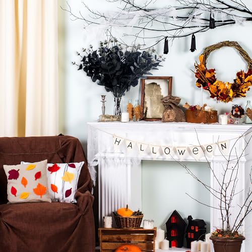 10 Pcs Black Artificial Eucalyptus Stems - Halloween Home Decor