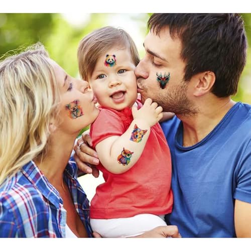 Watercolor Animals Temporary Tattoos for Kids - 10 Sheets Waterproof Body Art