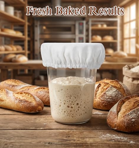 5-Pack Cotton Linen Sourdough Jar Covers, 4-Inch Fermentation Lids