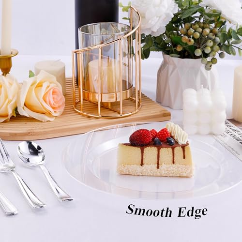 Clear Plastic Dinner Plates 10 Inch - 100PCS Premium Disposable Flatware - Party & Wedding