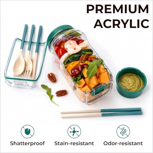Baker's Best Buddy Salad Jar with Side Opening & Dressing Container