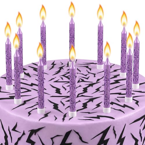 Kpop Purple Lightning Birthday Candles - Set of 12, Cake Topper & Decor