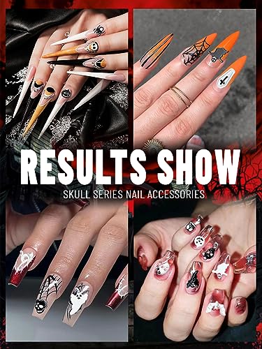 52 Pcs 3D Halloween Nail Art Charms Alloy Pumpkin Spider Skull Jewelry