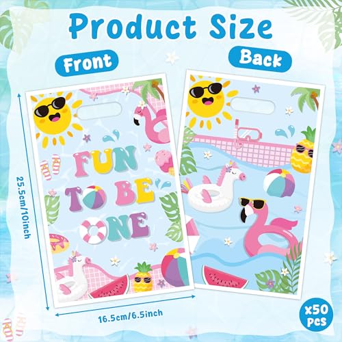 50 Pcs Summer Pool Party Favor Bags - Flamingo Goody Bags