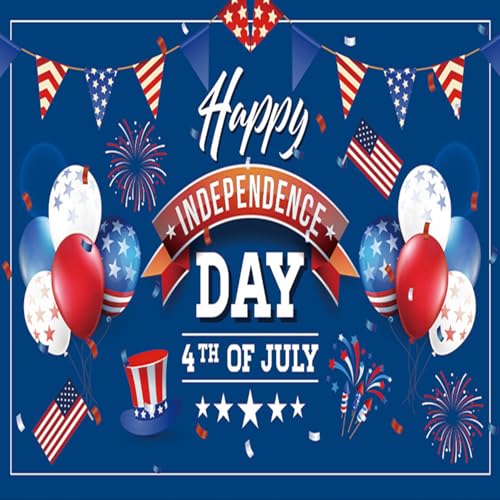 4th of July Press on Nails Medium Square Red Blue Stars Glitter Acrylic False Nails