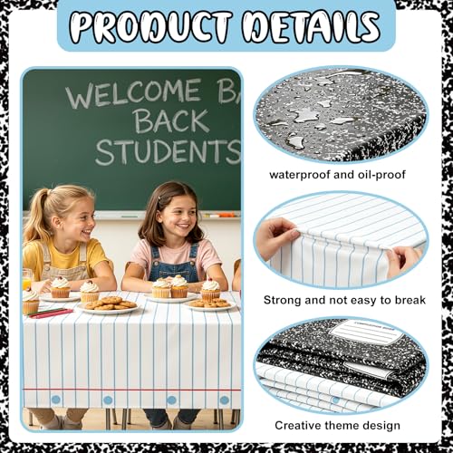 ORNALES Back to School Disposable Tablecloths - Composition Notebook Theme