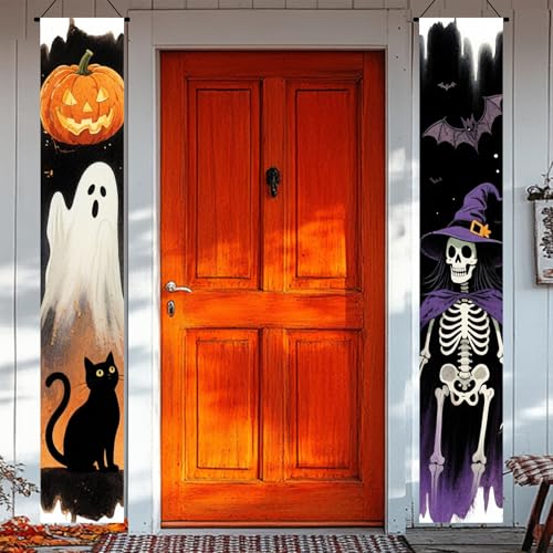 BlissYard Halloween Door Banner 12x71 Inch Porch Hanging Decoration