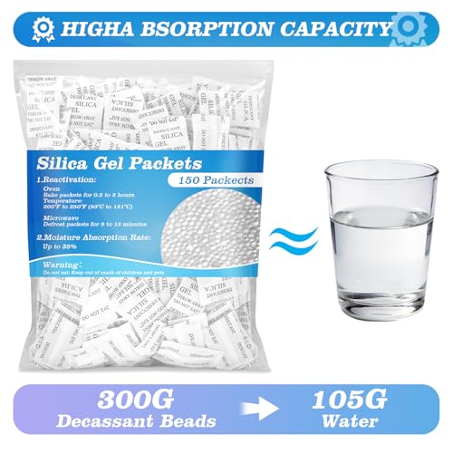 Sukh 150PCS Silica Gel Packets - 2g Moisture Absorbers for Storage