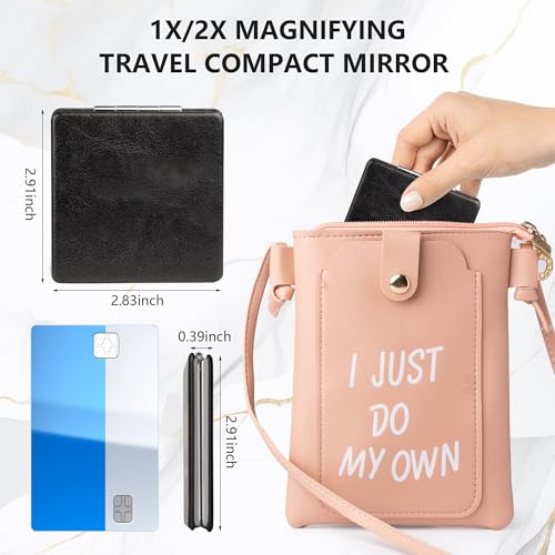 MIRORA Compact Travel Makeup Mirror - 1x/2x Magnifying Pocket Mirror