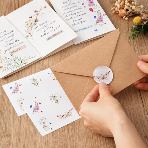 24-Pack Religious Sympathy Cards with Envelopes & Stickers - Floral Designs